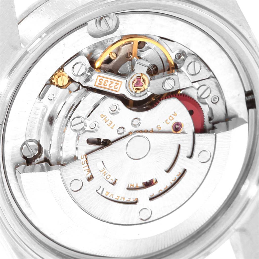 The image shows the inner mechanical movement of a Rolex Mid-Size 78274 Women's Stainless Steel Pink Dial 78274 Women's Stainless Steel Pink Dial model watch.