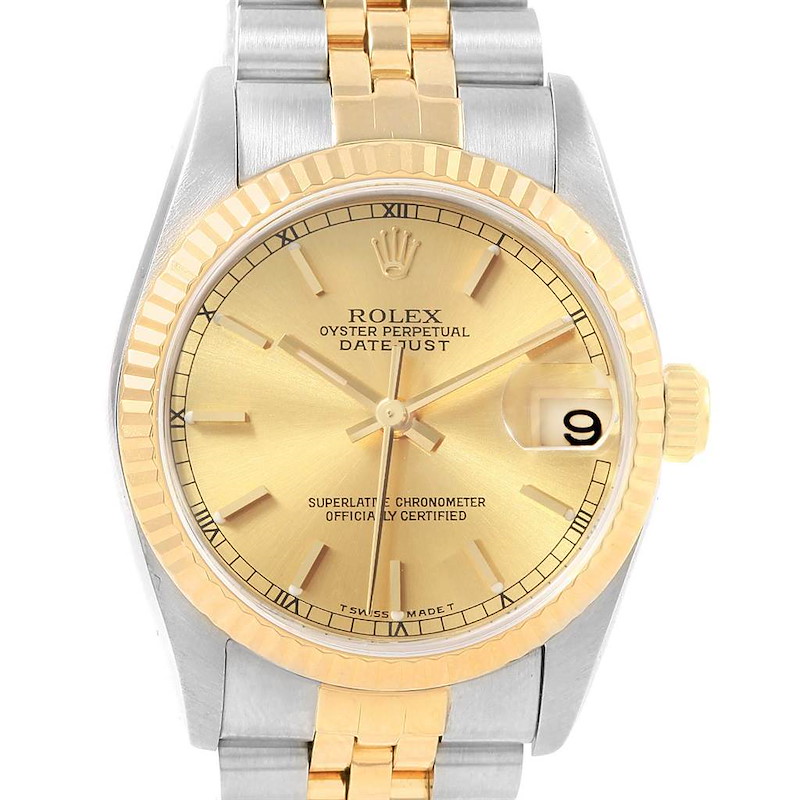 Rolex Datejust Midsize 31 Steel 18K Yellow Gold Ladies Watch 68273 SwissWatchExpo