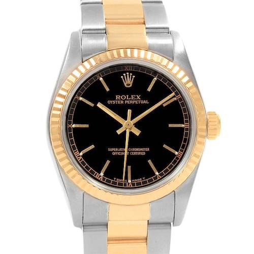 Photo of Rolex Midsize 31 Black Dial Yellow Gold Steel Ladies Watch 67513