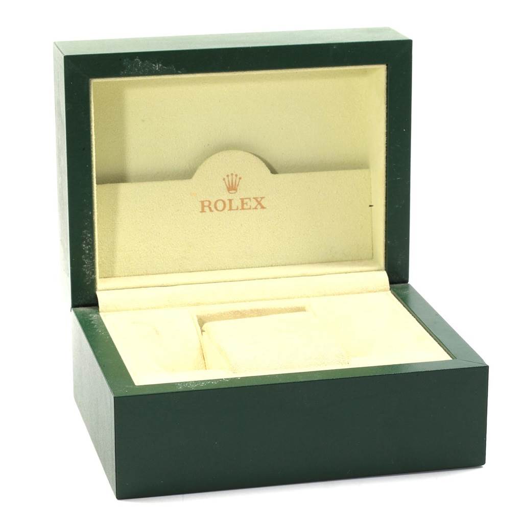 The image shows an open Rolex watch box for a Mid-Size model, viewed from the front.