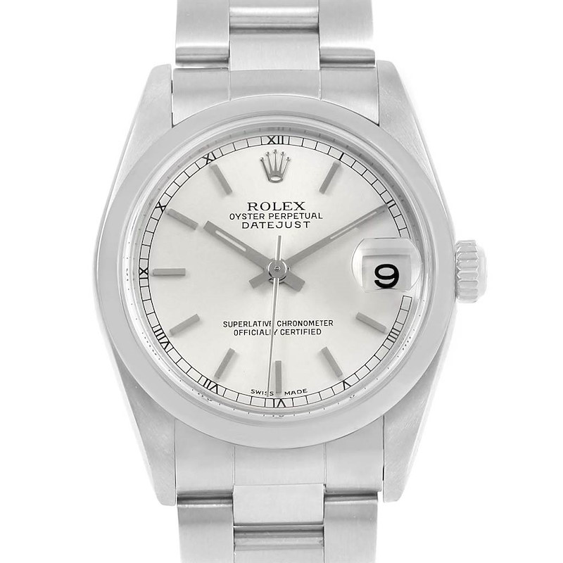 Rolex Datejust 31 Midsize Silver Baton Dial Steel Ladies Watch 78240 SwissWatchExpo