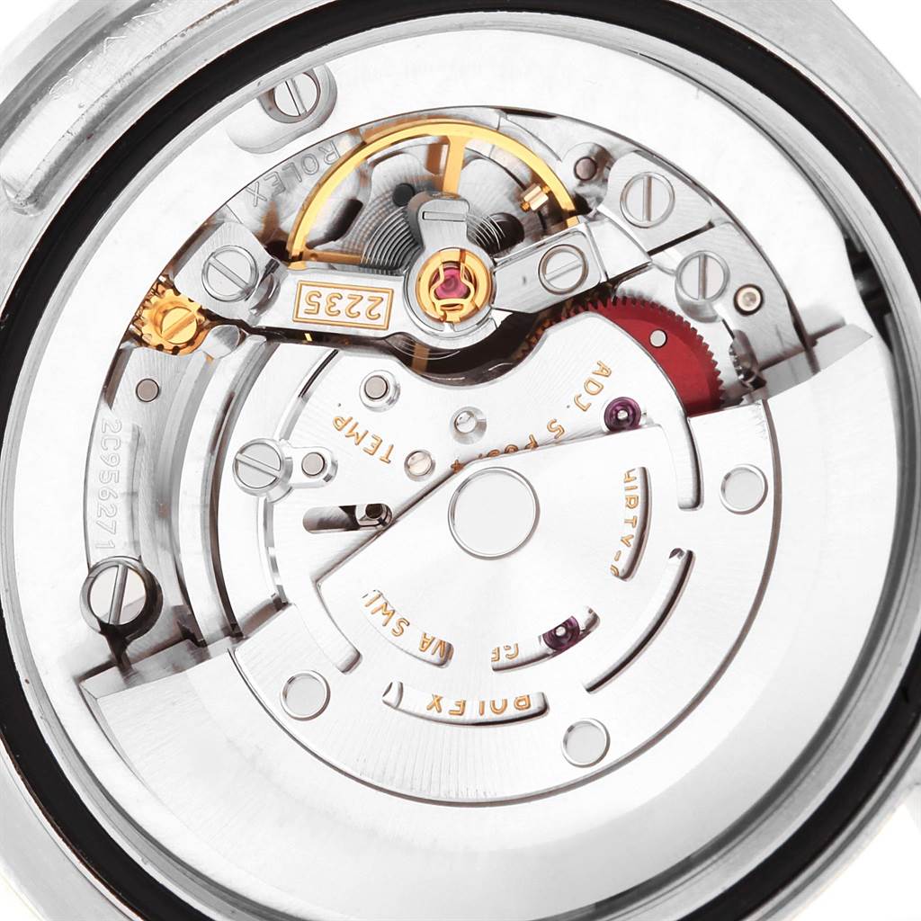 The image shows the movement mechanism of the Rolex Mid-Size 178384 Men's Stainless Steel Silver Dial 178384 Men's Stainless Steel Silver Dial model watch from a close-up, top-down angle.