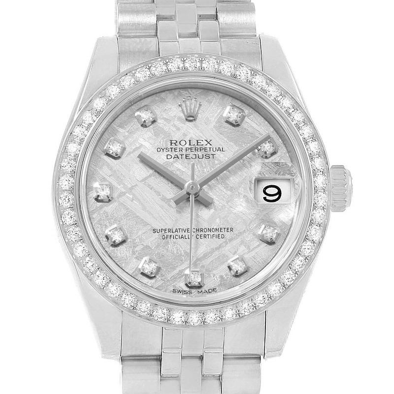 Rolex Datejust Midsize Steel White Gold Meteorite Diamond Watch 178384 SwissWatchExpo