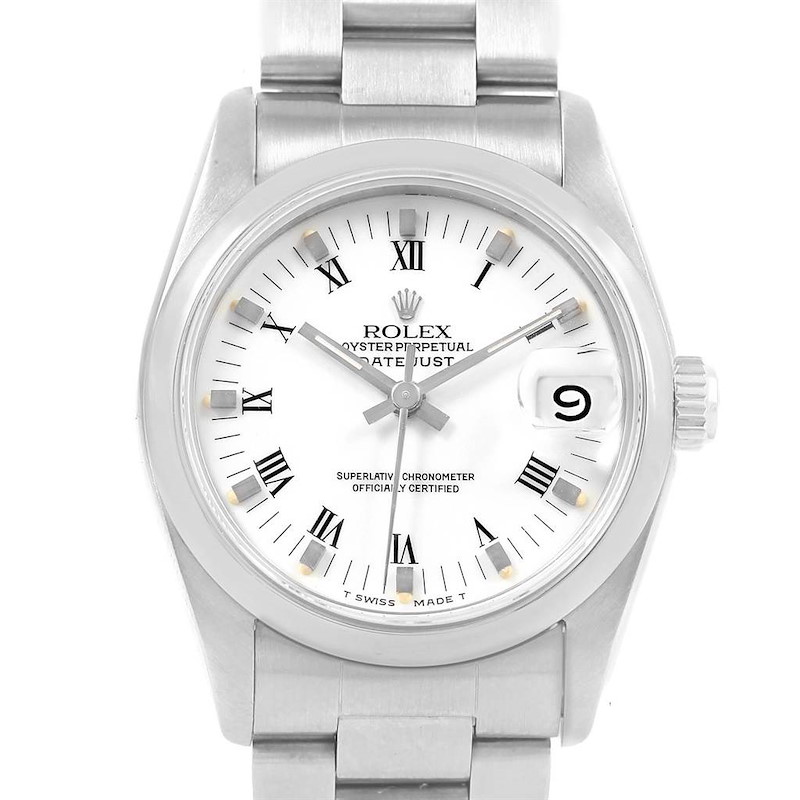 Rolex Midsize Datejust 31mm White Roman Dial Ladies Watch 68240 SwissWatchExpo