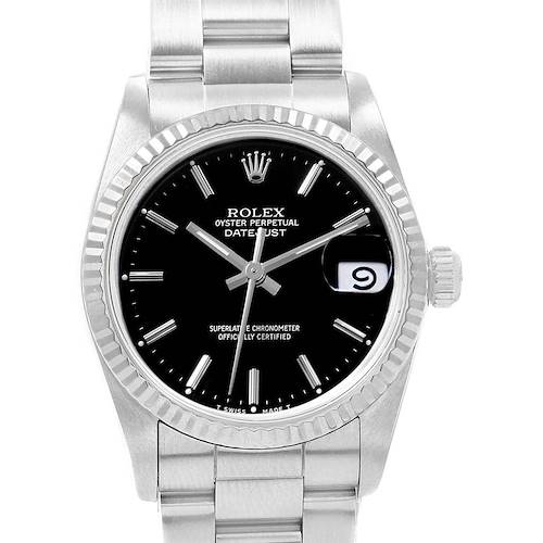 Photo of Rolex Datejust Midsize 31 Steel White Gold Black Dial Ladies Watch 68274
