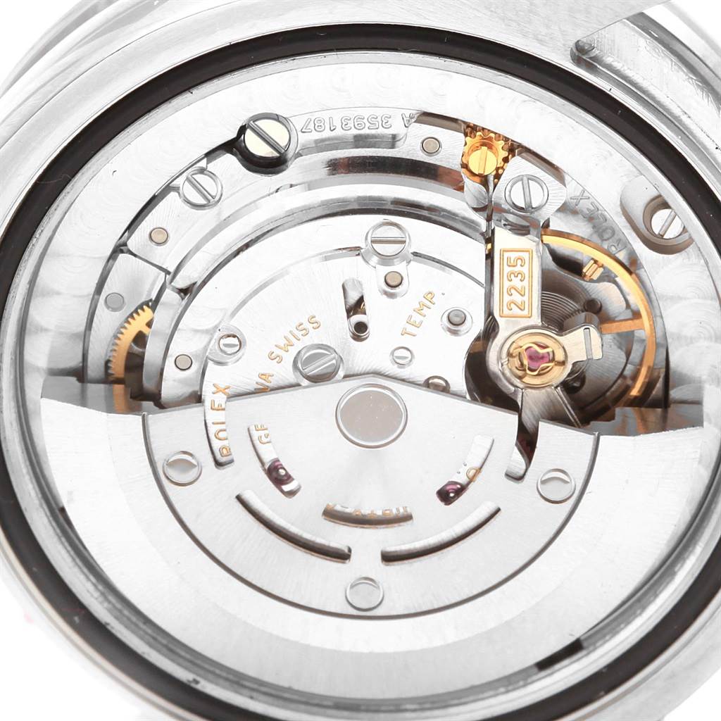 The image shows the internal mechanical movement of a Rolex Mid-Size 178384 Women's Stainless Steel Silver Dial 178384 Women's Stainless Steel Silver Dial model, highlighting the caliber 2235 mechanism.