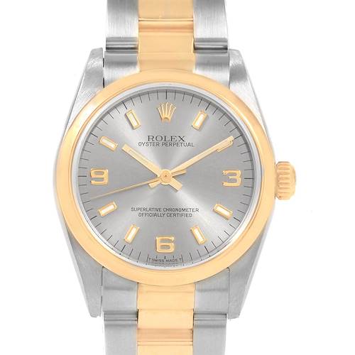 Photo of Rolex Midsize 31 Slate Dial Yellow Gold Steel Ladies Watch 77483