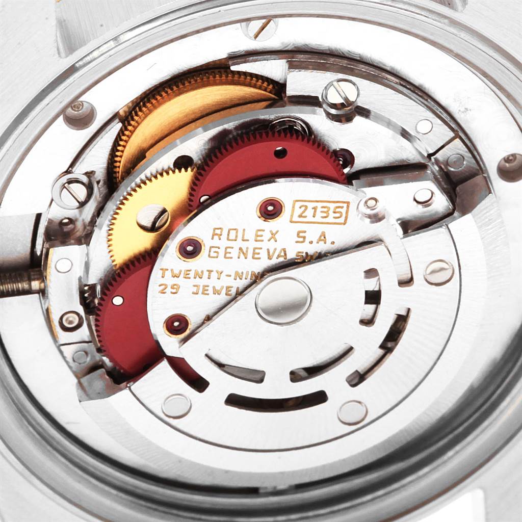 This image shows the movement mechanism of a Rolex Mid-Size 68273 Women's Steel and Gold (two tone) Champagne Dial 68273 Women's Steel and Gold (two tone) Champagne Dial model watch, viewed from the back.