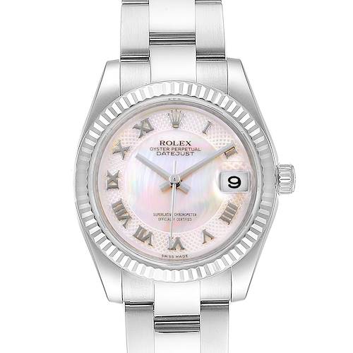 Photo of Rolex Datejust Midsize Steel White Gold MOP Dial Ladies Watch 178274 Box Card