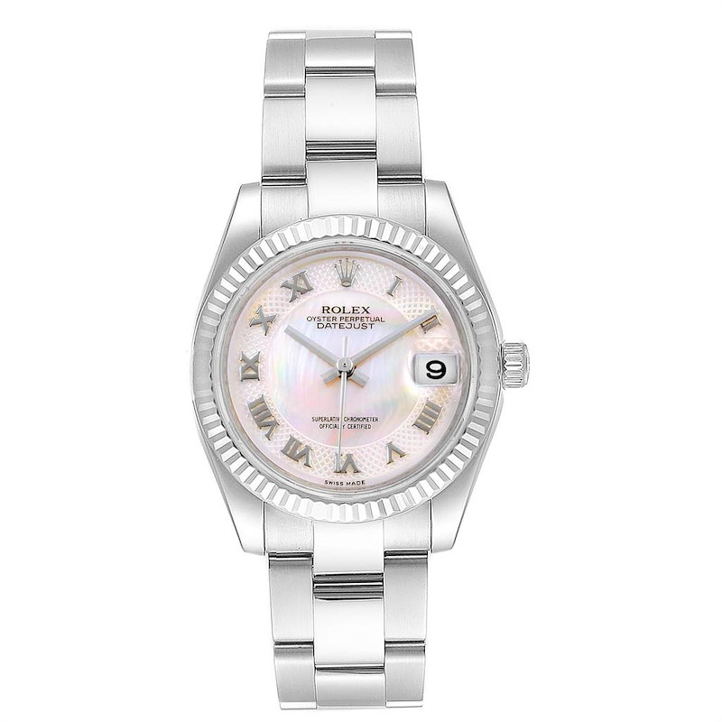 Rolex Datejust Midsize Steel White Gold MOP Dial Ladies Watch 178274 Box Card SwissWatchExpo