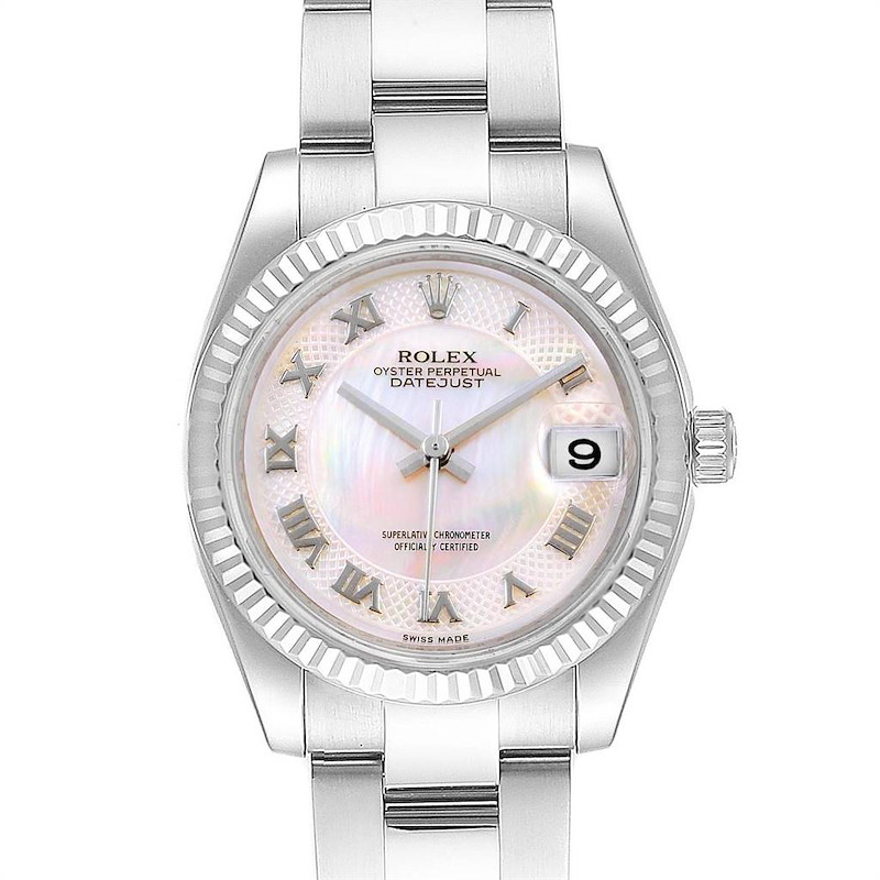 Rolex Datejust Midsize Steel White Gold MOP Dial Ladies Watch 178274 Box Card SwissWatchExpo