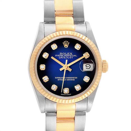 Photo of Rolex Datejust Midsize 31 Steel Yellow Gold Vignette Diamond Watch 68273