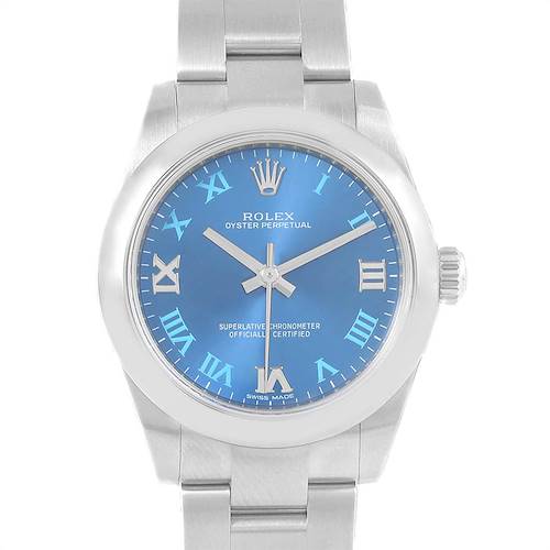 Photo of Rolex Oyster Perpetual Midsize 31 Blue Dial Ladies Watch 177200