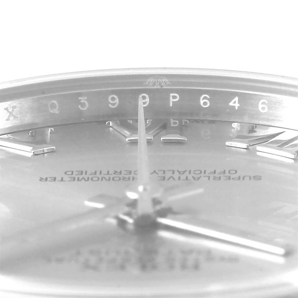 The image shows a close-up, angled view of the dial, hands, and bezel of a Rolex Mid-Size 178274 Women's Stainless Steel Silver Dial 178274 Women's Stainless Steel Silver Dial watch.