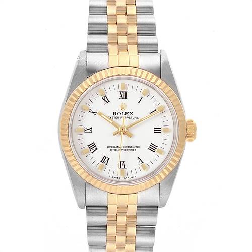 Photo of Rolex Midsize 31 Yellow Gold Steel White Dial Ladies Watch 67513