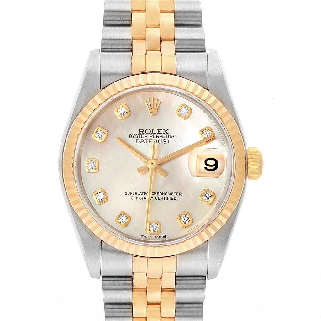 Rolex Datejust Midsize Steel Yellow Gold MOP Diamond Ladies Watch 78273 ...