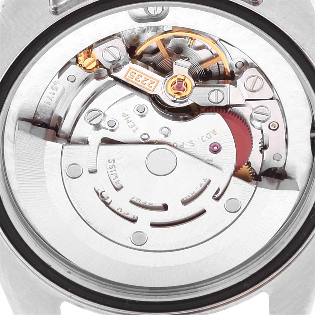 The image shows a close-up of the movement and internal mechanics of a Rolex Mid-Size 178343 Women's Steel and Gold (two tone) Silver Dial 178343 Women's Steel and Gold (two tone) Silver Dial watch.