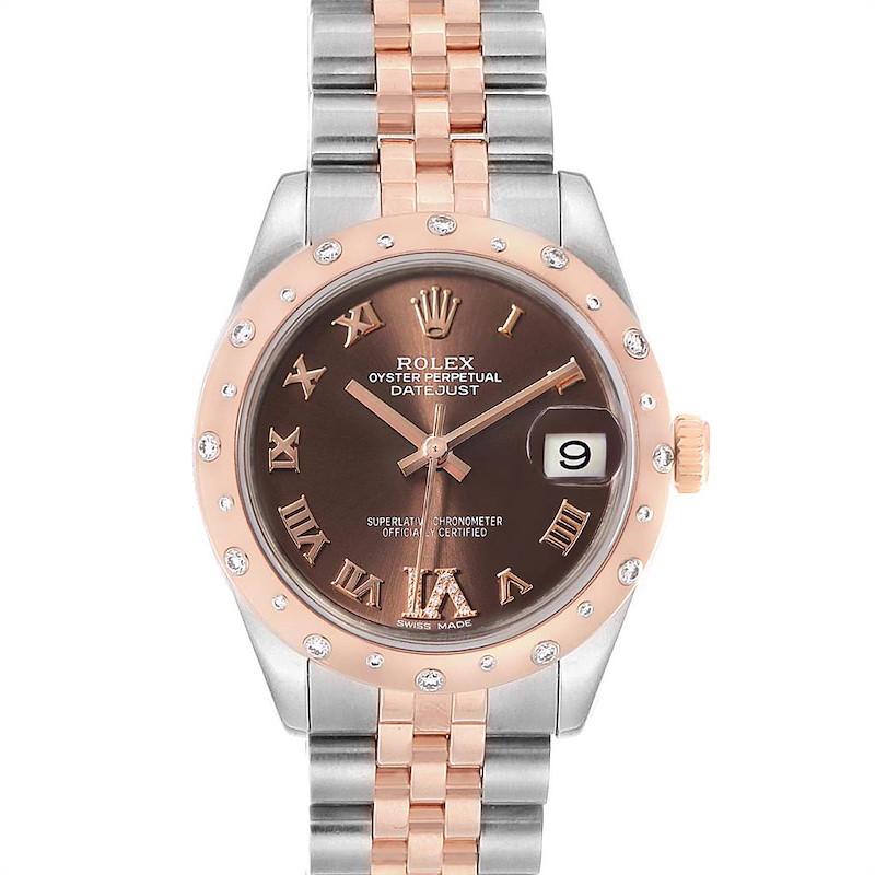 Rolex Datejust 31 Midsize Steel Everose Gold Diamond Ladies Watch 178341 SwissWatchExpo