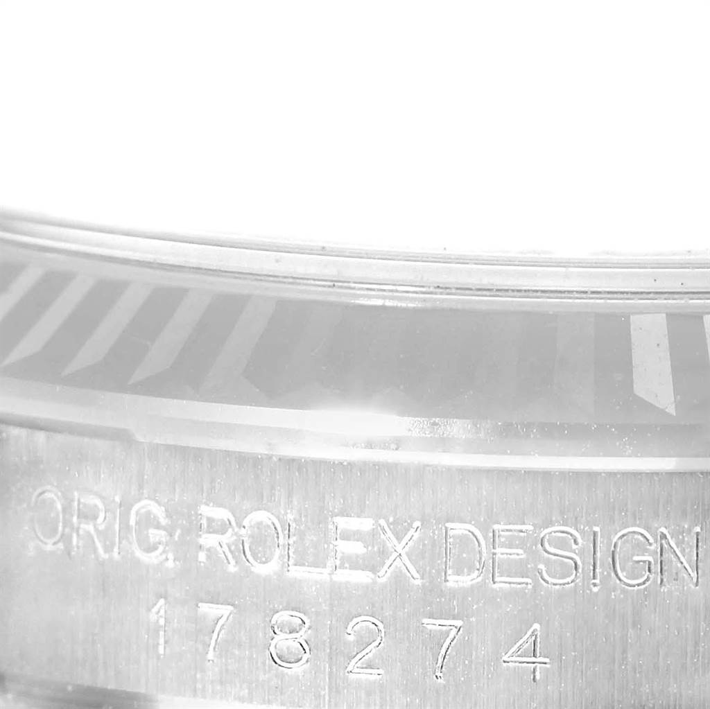 The image shows the side engraving of a Rolex Mid-Size 178274 Women's Stainless Steel Blue Dial 178274 Women's Stainless Steel Blue Dial watch, model number 178274.