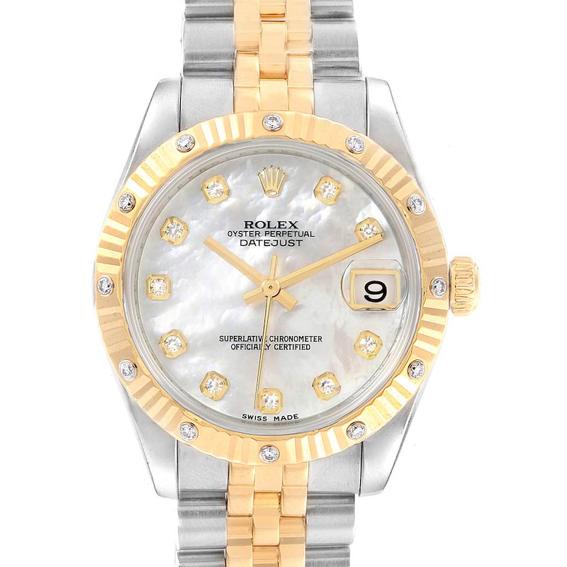 Rolex Datejust Midsize Steel 18K Yellow Gold Diamond Watch 178313 SwissWatchExpo