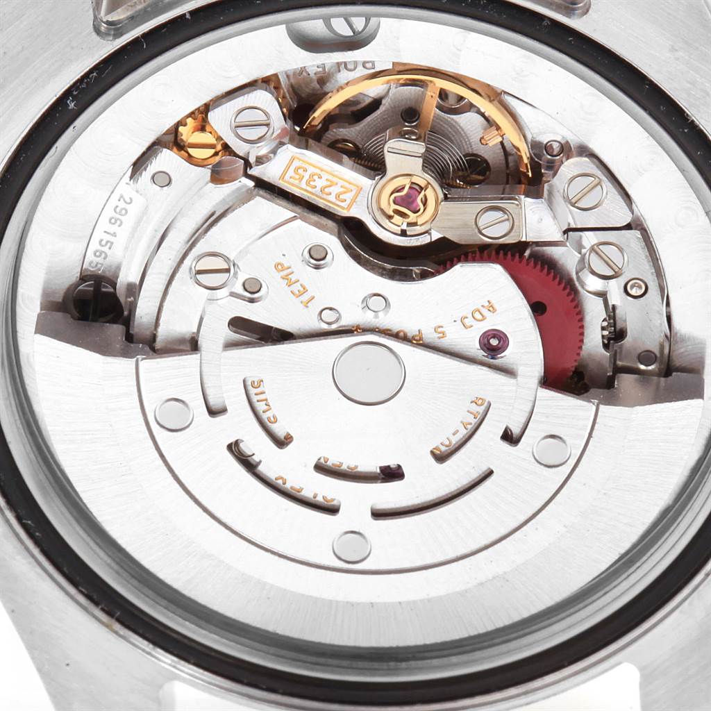 The image shows the internal movement and mechanism of a Rolex Mid-Size 178313 Women's Stainless Steel Mother of Pearl Dial 178313 Women's Stainless Steel Mother of Pearl Dial model watch from a close-up angle.