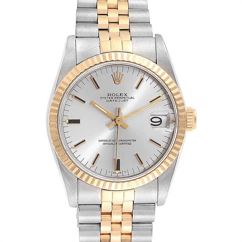 Rolex Datejust Midsize Steel Yellow Gold Silver Dial Ladies Watch 68273 SwissWatchExpo