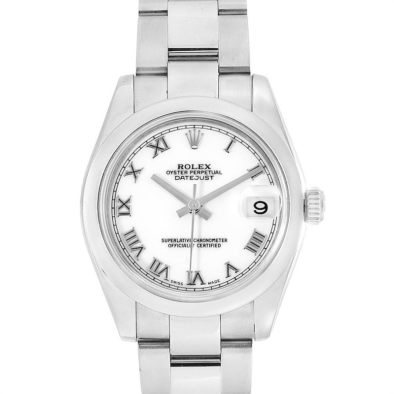 Rolex Midsize Datejust White Roman Dial Steel Ladies Watch 178240 SwissWatchExpo