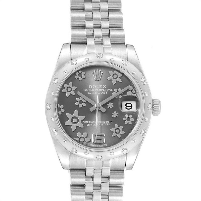 Rolex Datejust Midsize 31 Steel Diamond Floral Dial Ladies Watch 178344 SwissWatchExpo