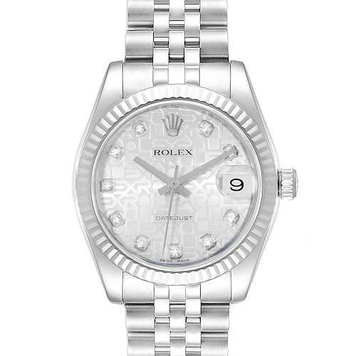 Photo of Rolex Datejust Midsize 31 Steel White Gold Diamond Watch 178274 Box Card