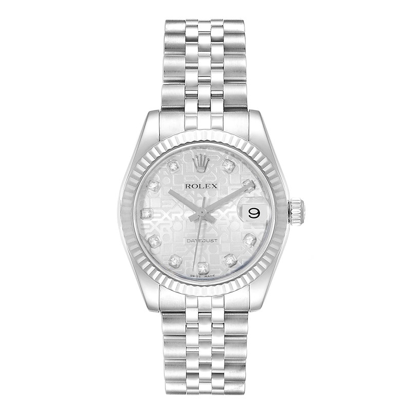 Rolex Datejust Midsize 31 Steel White Gold Diamond Watch 178274 Box Card SwissWatchExpo