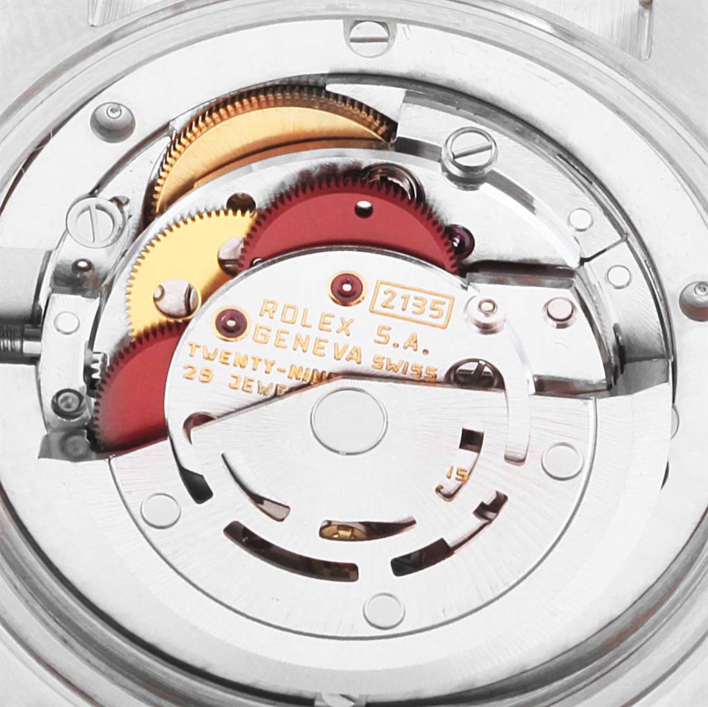 The image shows the internal movement mechanism of a Rolex Mid-Size 68274 Women's Stainless Steel Silver Dial 68274 Women's Stainless Steel Silver Dial watch, model number 2135, viewed from the back.
