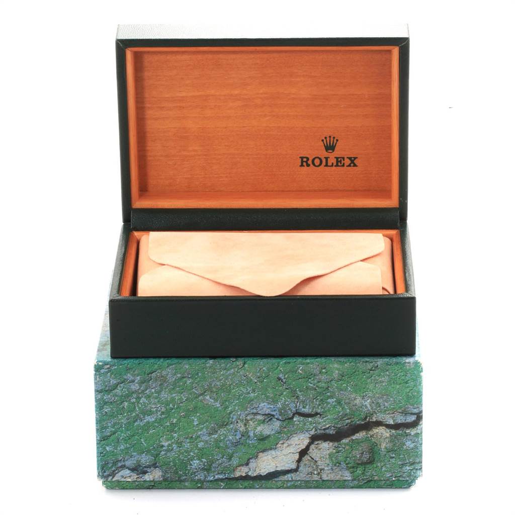 The image displays a Rolex Mid-Size 178273 Women's Steel and Gold (two tone) Silver Dial 178273 Women's Steel and Gold (two tone) Silver Dial watch box, partially open to show an inner envelope.