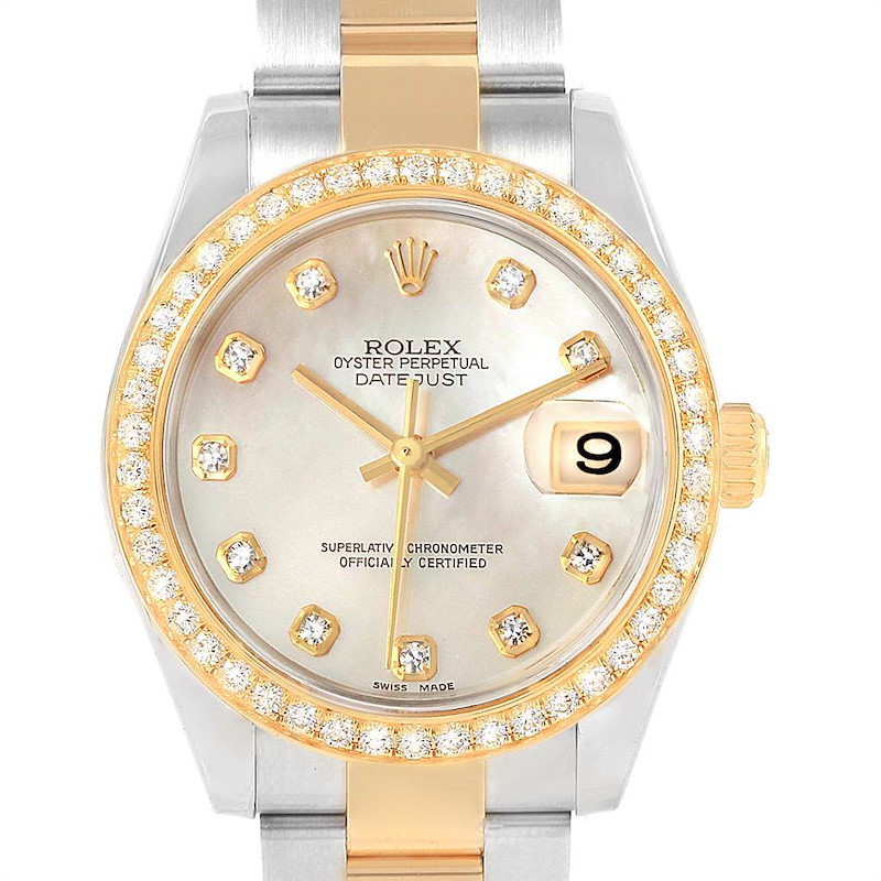 Rolex Datejust 31 Midsize Steel Yellow Gold MOP Diamond Ladies Watch 178383 SwissWatchExpo