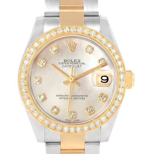 Photo of Rolex Datejust 31 Midsize Steel Yellow Gold MOP Diamond Ladies Watch 178383