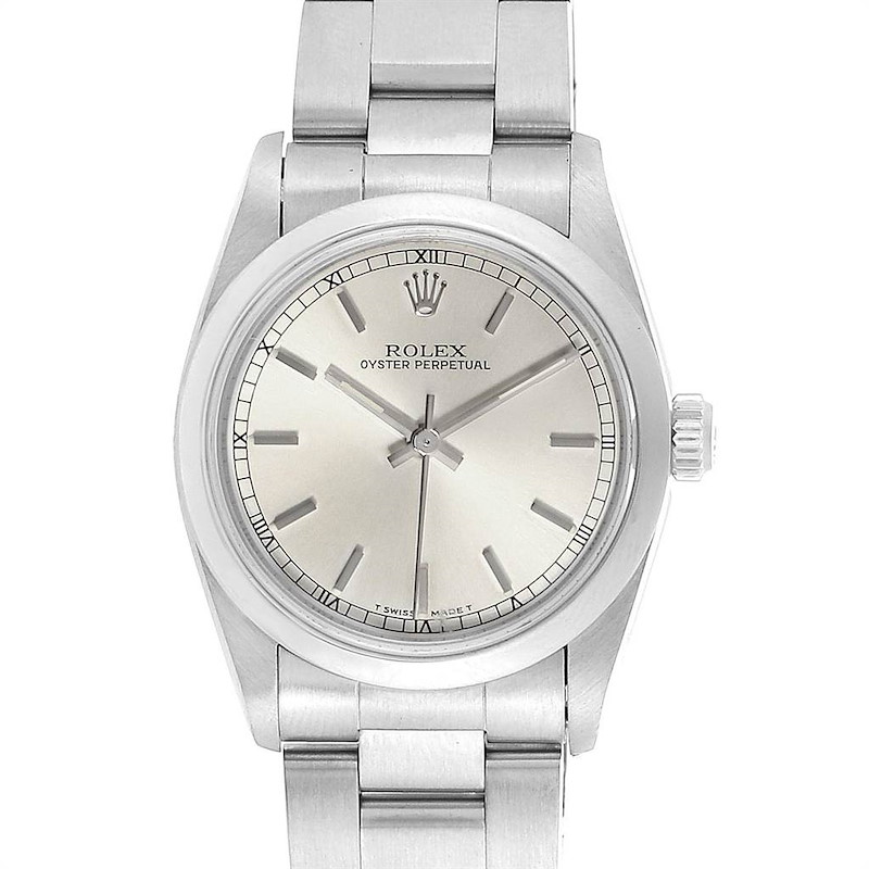 Rolex Midsize 31mm Silver Dial Automatic Steel Ladies Watch 67480 SwissWatchExpo