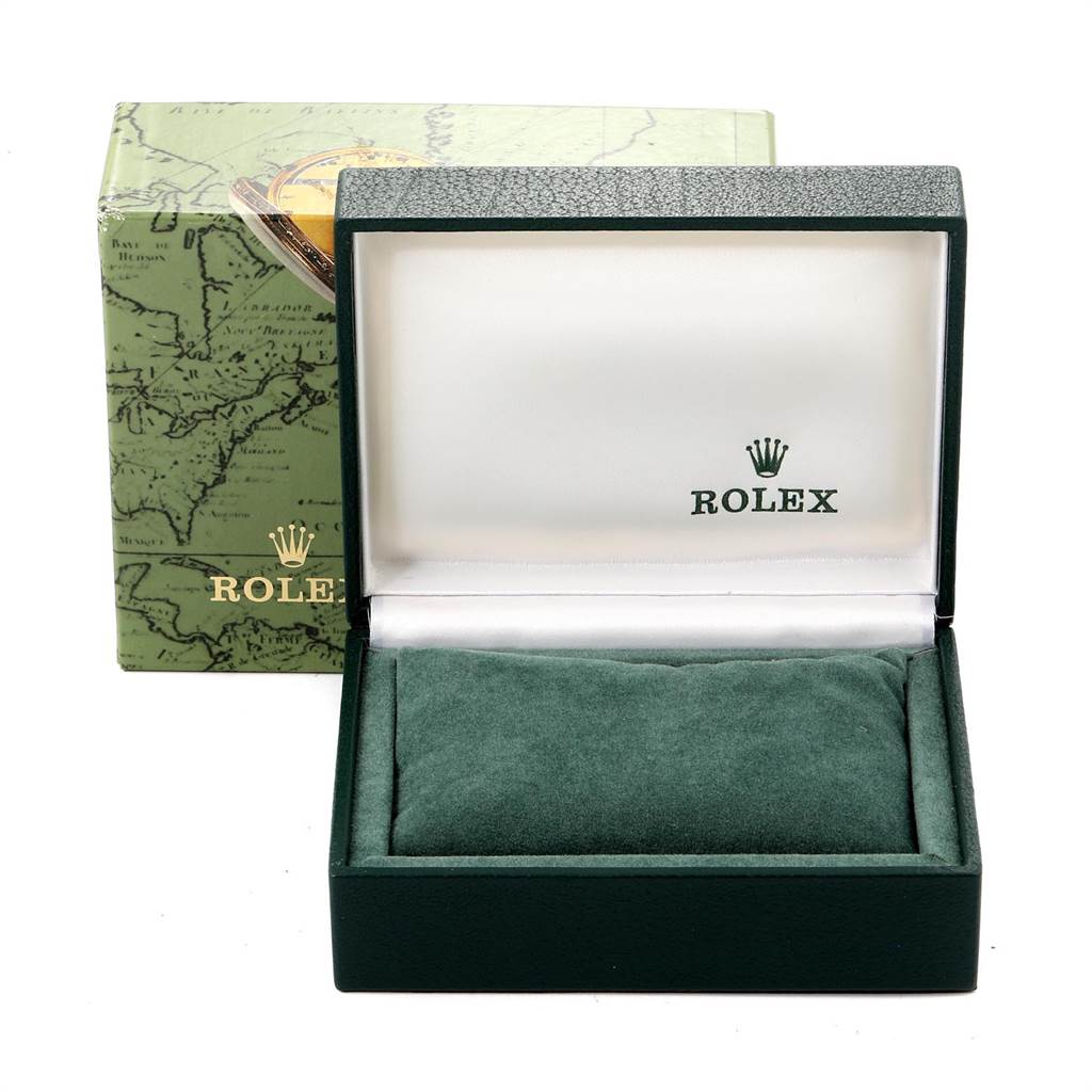 The image shows the open box and outer packaging of a Rolex Mid-Size 67480 Women's Stainless Steel Silver Dial 67480 Women's Stainless Steel Silver Dial model watch, with the watch not visible.