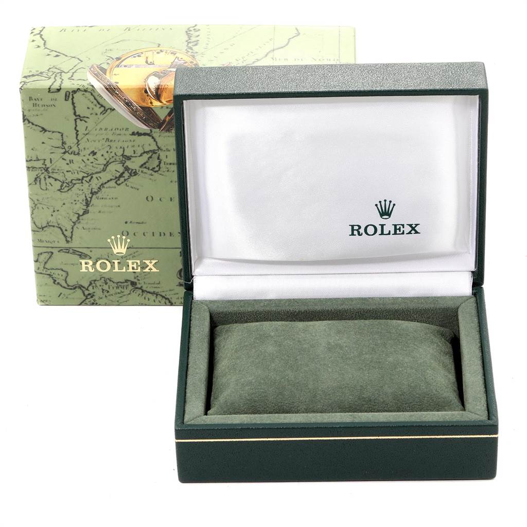 The image shows the open box and external packaging for a Rolex Mid-Size 77080 Women's Stainless Steel White Dial 77080 Women's Stainless Steel White Dial model watch, viewed from the front.