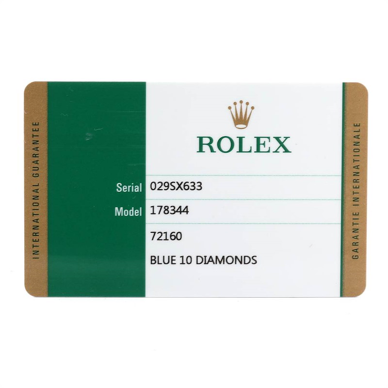 Rolex Datejust Midsize Blue Diamond Dial Ladies Watch 178344 Box Card ...