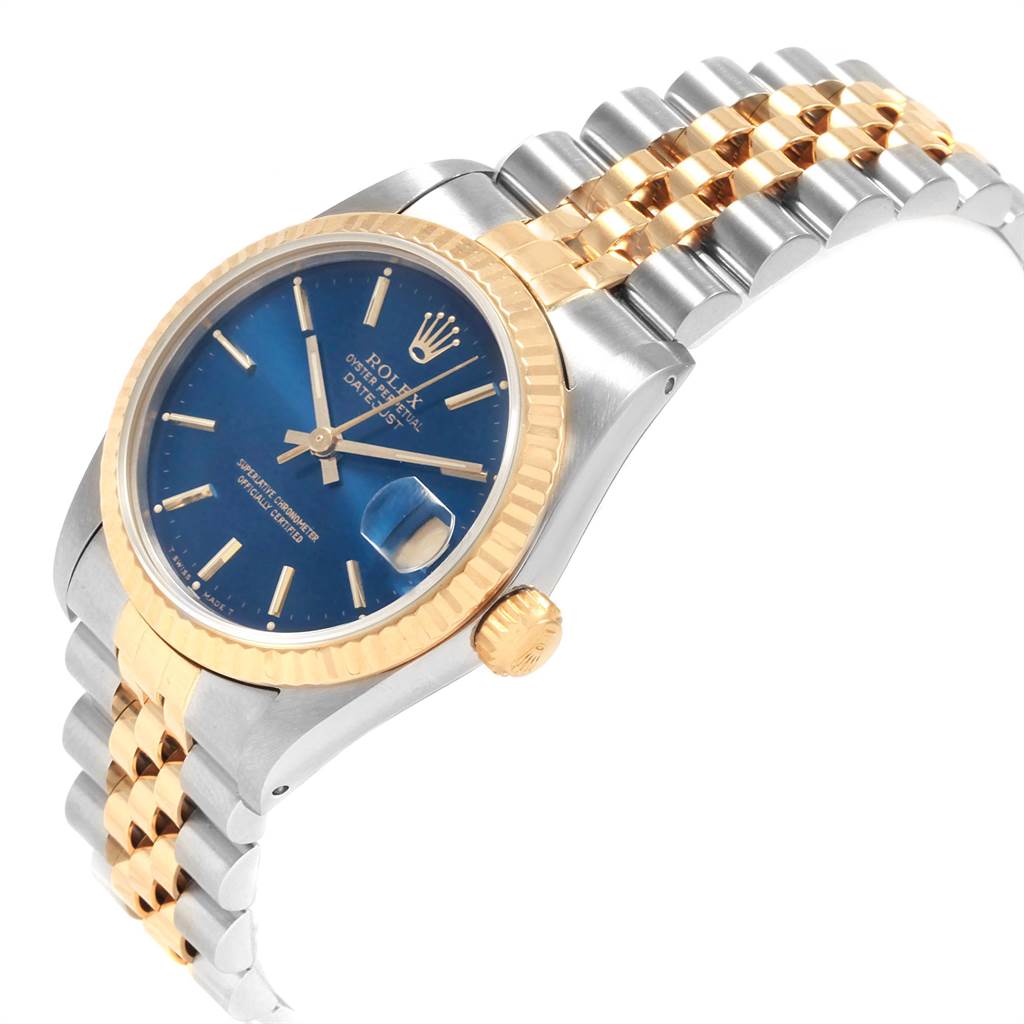 Rolex Datejust Midsize Steel Yellow Gold Blue Dial Ladies Watch 68273 ...