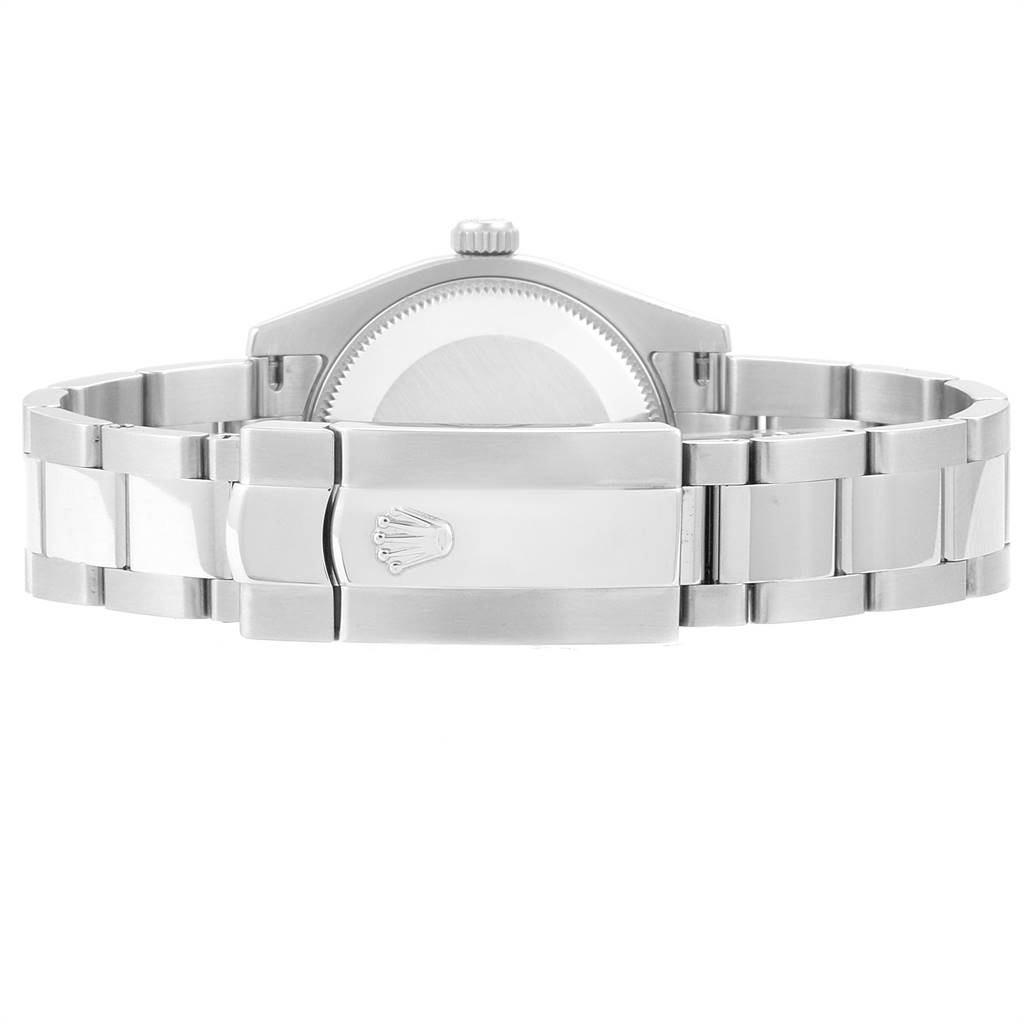 The image shows the back view of a Rolex Mid-Size 178274 Women's Stainless Steel Blue Dial 178274 Women's Stainless Steel Blue Dial watch, highlighting the clasp and bracelet.