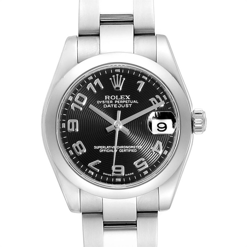 Rolex Datejust Midsize Black Concentric Dial Steel Ladies Watch 178240 SwissWatchExpo