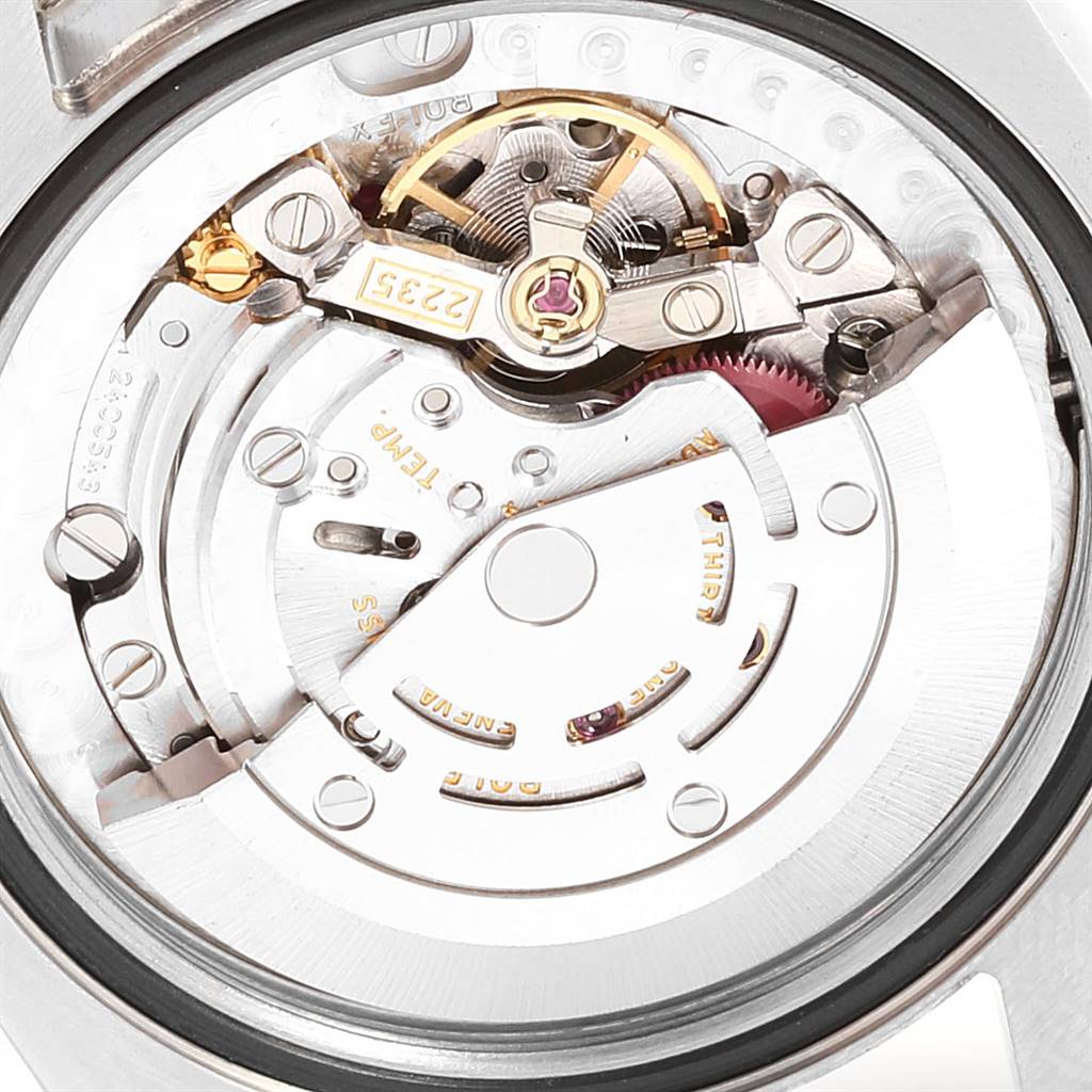 This image shows the movement and internal mechanics of a Rolex Mid-Size 178240 Women's Stainless Steel White Dial 178240 Women's Stainless Steel White Dial model watch from a close-up, top-down angle.