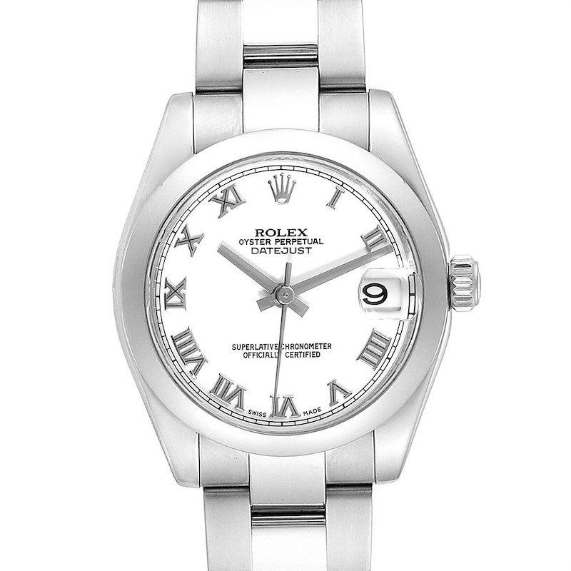 Rolex Midsize 31 Datejust White Dial Steel Ladies Watch 178240 Box Card SwissWatchExpo