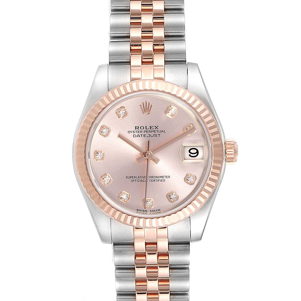 Rolex Datejust Midsize Steel EveRose Gold Diamond Ladies Watch 178271 ...