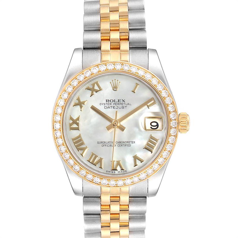 Rolex Datejust Midsize Steel Yellow Gold MOP Diamond Ladies Watch 178383 SwissWatchExpo