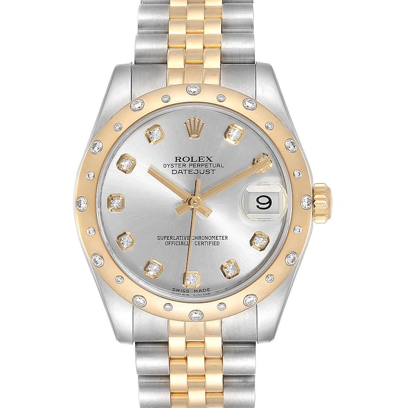 Rolex Datejust Midsize Steel Yellow Gold Diamond Ladies Watch 178343 SwissWatchExpo