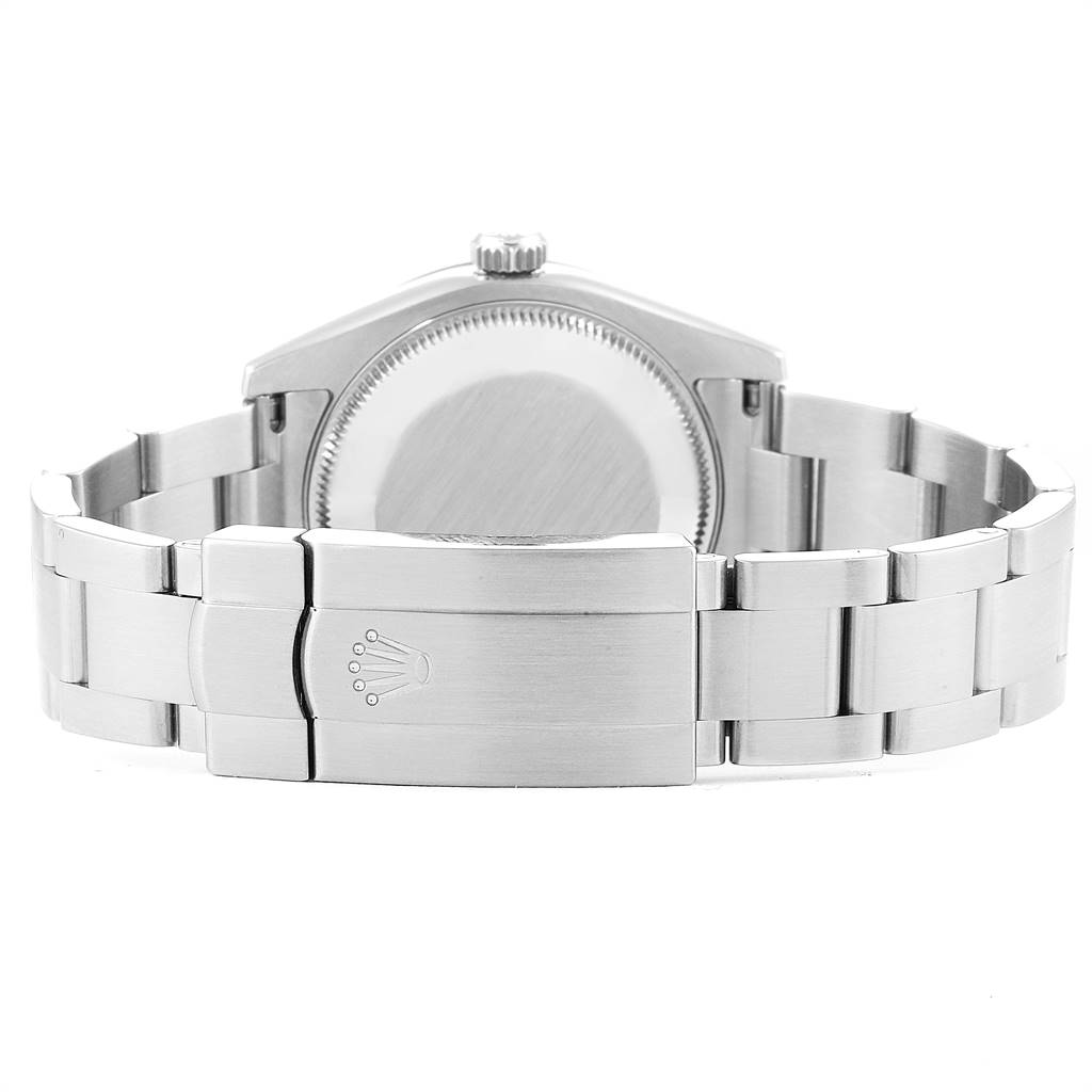 The image shows the back view of a Rolex Mid-Size 177234 Women's Stainless Steel Silver Dial 177234 Women's Stainless Steel Silver Dial model watch, highlighting the bracelet and clasp.