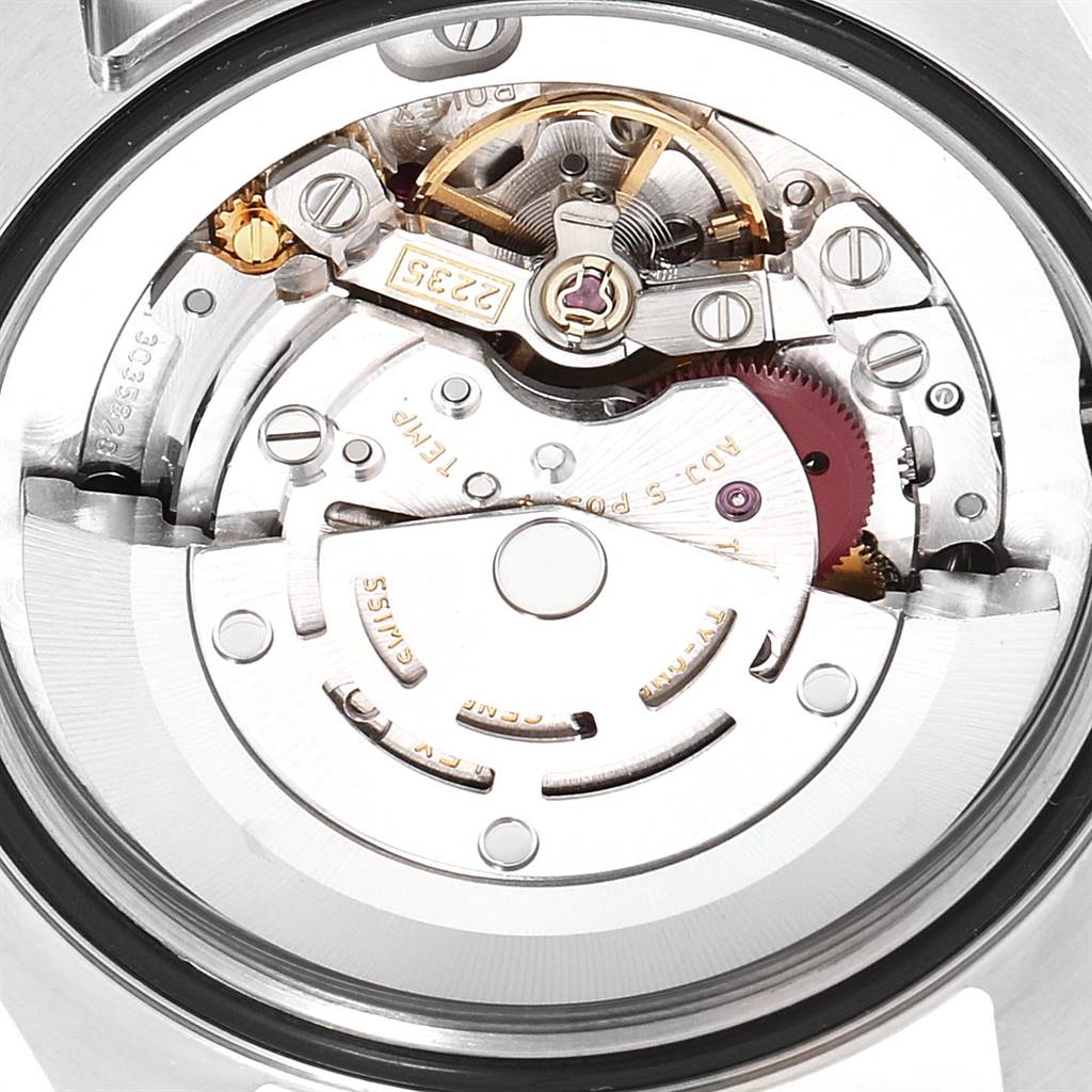 This image shows the internal mechanics of a Rolex Mid-Size 178274 Women's Stainless Steel Silver Dial 178274 Women's Stainless Steel Silver Dial watch from a back view, highlighting various gears and components.