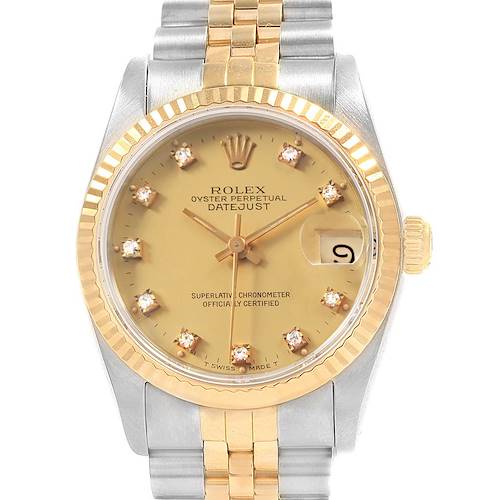 Photo of Rolex Datejust Midsize Steel Gold Diamond Ladies Watch 68273 Box Papers