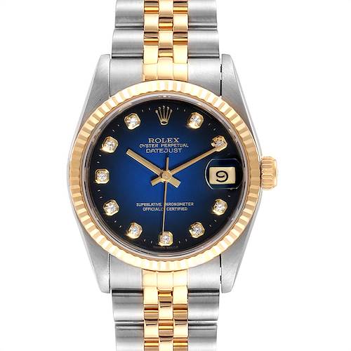 Photo of Rolex Datejust Midsize 31 Steel Yellow Gold Vignette Diamond Watch 68273